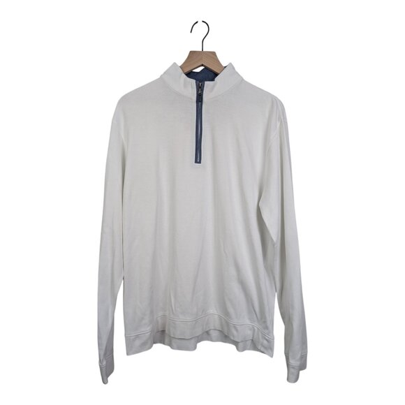 johnnie-O Sully Quarter Zip Pullover in White, Size Large - Picture 3 of 13